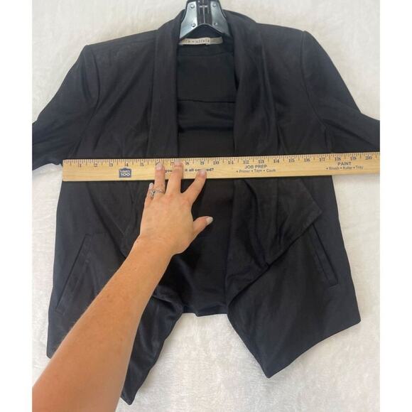Alice + Olivia Goat Leather Jacket Size XS Draped Waterfall Open Front - Damaged - Picture 12 of 16
